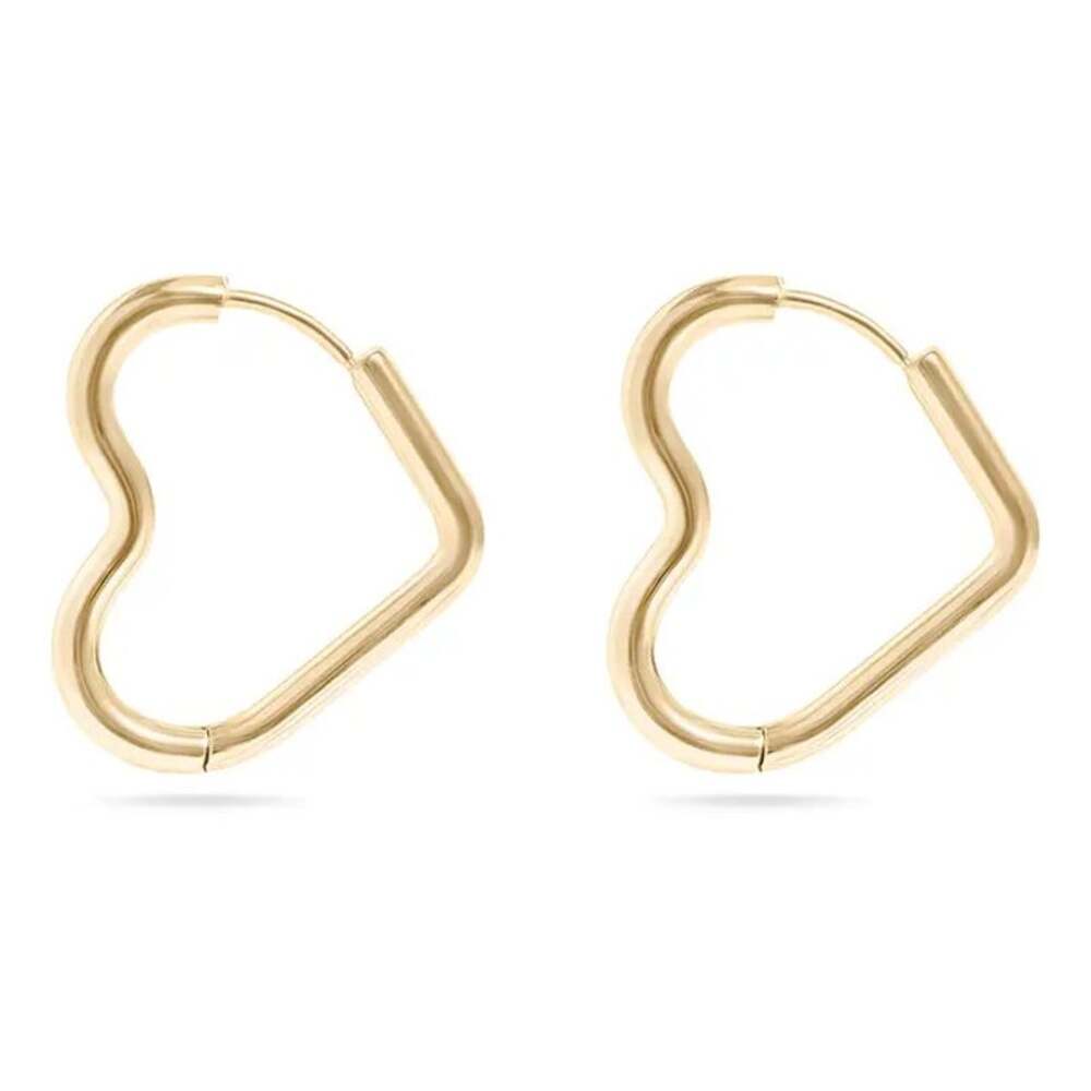 NWT 18K Gold PVD Stainless Steel Heart Hoop Earrings Waterproof
